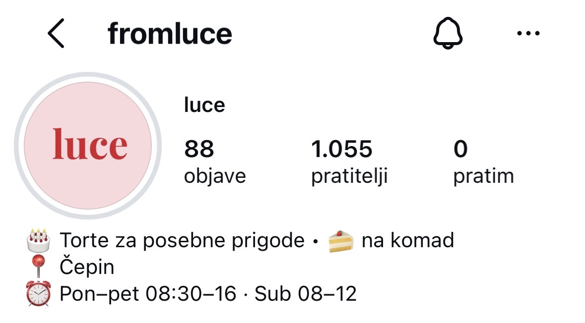 Instagram profil fromluce: 88 objava, 1.055 pratitelja, 0 pratim